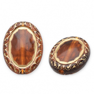 Perlen aus Acryl Oval Cognac brown-gold