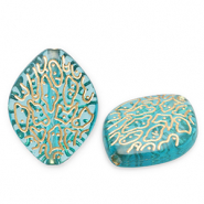 Perlen aus  Acryl Oval Teal blue-gold