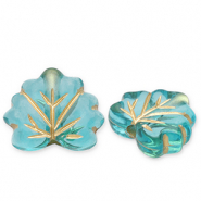 Perlen aus Acryl Leaf Teal blue-gold
