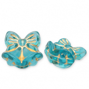 Perlen aus Acryl Bow with Christmas Bells Teal blue-gold