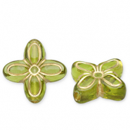 Perlen aus Acryl Flower Olive green-gold