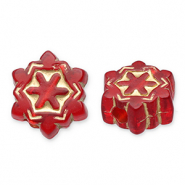 Perlen aus Acryl Snowflake Red-gold