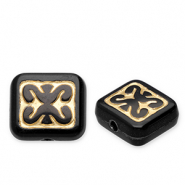 Perlen aus Acryl Rectangle Black-gold