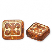 Perlen aus Acryl Rectangle Cognac brown-gold