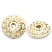 Perlen aus Acryl Rondell with heart Off white-gold