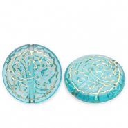 Perlen aus Acryl Disc Teal blue-gold