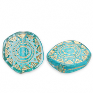 Perlen aus Acryl Disc Irregular Teal blue-gold