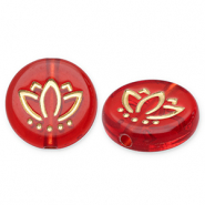 Perlen aus Acryl Disc with Lotus Red-gold