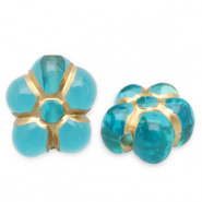 Perlen aus Acryl Flower Teal blue-gold