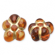 Perlen aus Acryl Flower Cognac brown-gold
