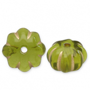 Perlen aus Acryl Flower Olive green-gold