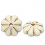 Perlen aus Acryl Spacer Flower Off white-gold