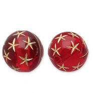 12 mm Perlen aus Acryl Round with Stars Red-gold