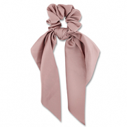 Stoff Haargummi-Scrunchie mit langem Band Vintage pink