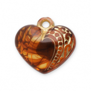Anh&auml;nger aus Acryl Heart Cognac brown-gold