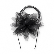 Organza Blumen Halskette mit Strass Black-silver