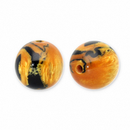 Perlen aus Resin mit Glitzer 14mm Burnt orange-gold-black