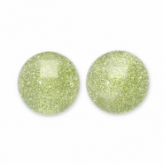 8 mm Perlen aus Acryl mit Glitzer Olive green-silver