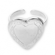 Stainless Steel - Rostfrei Stahl Ringe Heart Silver