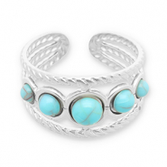 Stainless Steel - Rostfrei Stahl Ringe mit Imitation von Naturstein Silver-turquoise