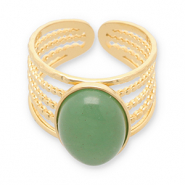 Stainless Steel - Rostfrei Stahl Ringe mit Naturstein Gold-jade green