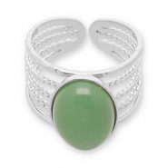 Stainless Steel - Rostfrei Stahl Ringe mit Naturstein Silver-jade green