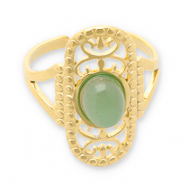 Stainless Steel - Rostfrei Stahl Ringe mit Naturstein Gold-jade green