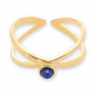 Stainless Steel - Rostfrei Stahl Ringe mit Naturstein Gold-dark blue