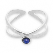 Stainless Steel - Rostfrei Stahl Ringe mit Naturstein Silver-dark blue