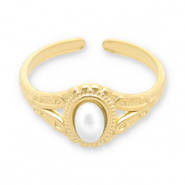 Stainless Steel - Rostfrei Stahl Ringe Pearl Gold-white