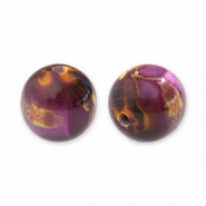12 mm Perlen aus Acryl mit Glitzer Purple-gold