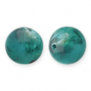 12 mm Perlen aus Acryl Round Teal green-white