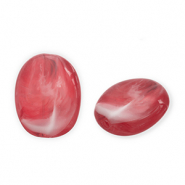 Perlen aus Acryl Oval Red-white