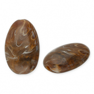 Perlen aus Acryl Oblong Oval Dark brown-white