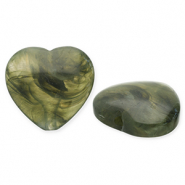 Perlen aus Acryl Heart Olive green
