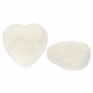 Perlen aus Acryl Heart Off white-white