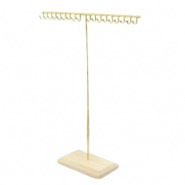 Schmuck Display T-Form f&uuml;r Kette mit Holz St&auml;nder Natural-gold