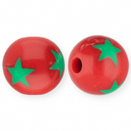 12 mm Perlen aus Acryl mit Stern Red-green
