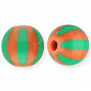 12 mm Perlen aus Acryl mit Streifen Warm orange-green