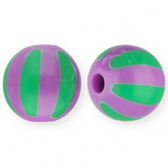 12 mm Perlen aus Acryl mit Streifen Purple-green