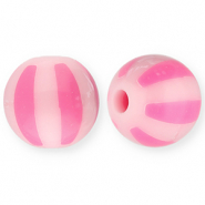 12 mm Perlen aus Acryl mit Streifen Light pink-pink