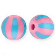 12 mm Perlen aus Acryl mit Streifen Pink-light blue