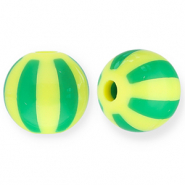 12 mm Perlen aus Acryl mit Streifen Yellow-green
