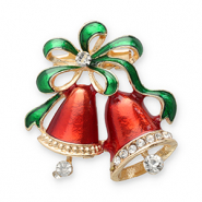 Broschen Christmas Bells Gold-red-green