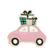 Broschen Car with Gifts Gold-pink-white-green
