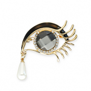 Statement Broschen mit &Ouml;se Eye with Tear Gold-black-white-transparent
