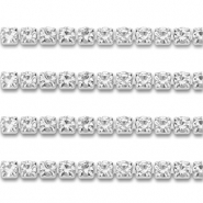 Stainless Steel - Rostfrei Stahl Strass Kette 4mm Silver-crystal