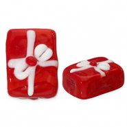 Glas Perlen Gift Red-white
