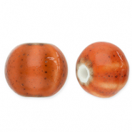 Keramik Perlen mit Streifen 12mm Dark orange