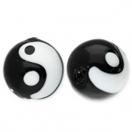 Glas Perlen Yin & Yang Black-white
